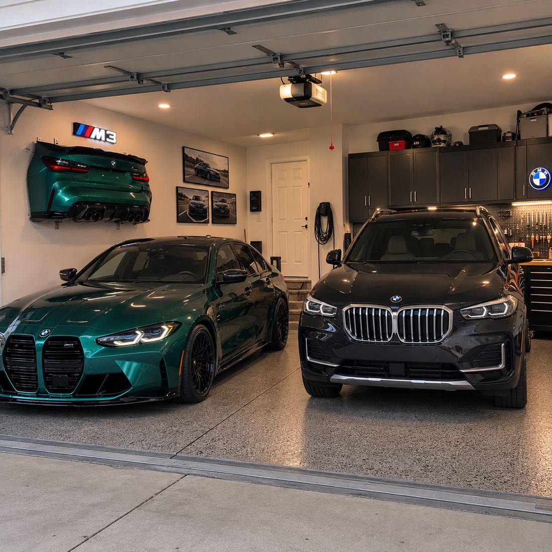 Mounted rear fascia display in a home garage